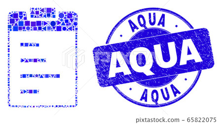 Blue Scratched Aqua Stamp Seal and Text Pad Mosaic Blue Scratched Aqua Stamp Seal and Text Pad Mosaic 65822075
