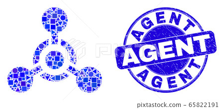 Blue Scratched Agent Stamp Seal and Toxic Nerve Agent Mosaic Blue Scratched Agent Stamp Seal and Toxic Nerve Agent Mosaic 65822191