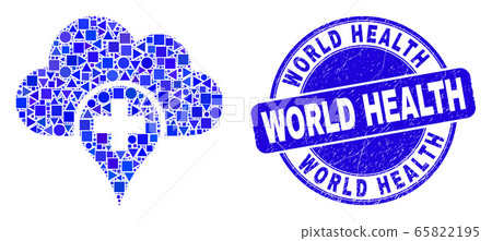 Blue Grunge World Health Stamp Seal and Medical Cloud Mosaic Blue Grunge World Health Stamp Seal and Medical Cloud Mosaic 65822195