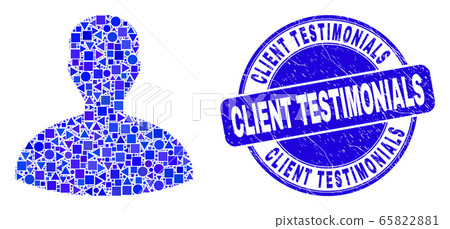 Blue Scratched Client Testimonials Seal and Person Mosaic Blue Scratched Client Testimonials Seal and Person Mosaic 65822881
