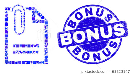 Blue Grunge Bonus Seal and Paperclip Page Mosaic - Stock Illustration ...