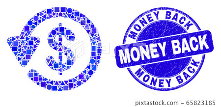Blue Grunge Money Back Stamp Seal and Dollar Refund Mosaic Blue Grunge Money Back Stamp Seal and Dollar Refund Mosaic 65823185