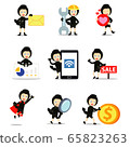 Set character of woman has scorpion tattoo on her arm. 65823263