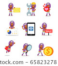 Set character of woman as charming purple monster in comic story. 65823278