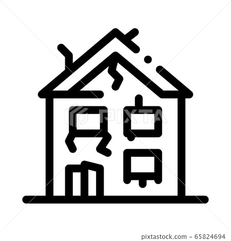 collapse of old house icon vector outline illustration 65824694