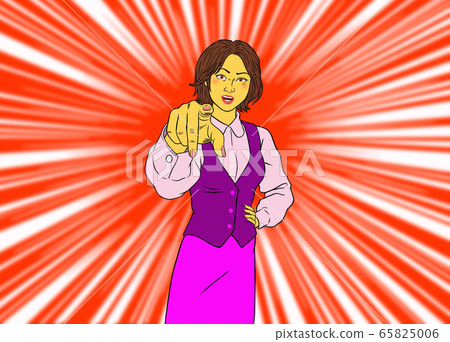 Angry arms folded female employee (red background) 65825006