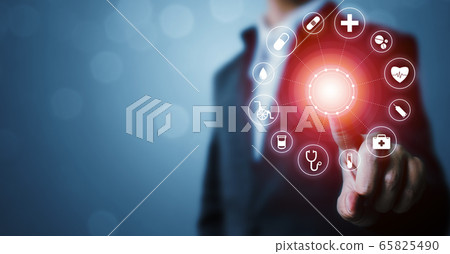 Healthcare medical technology network, Insurance for your health concept Healthcare medical technology network, Insurance for your health concept 65825490
