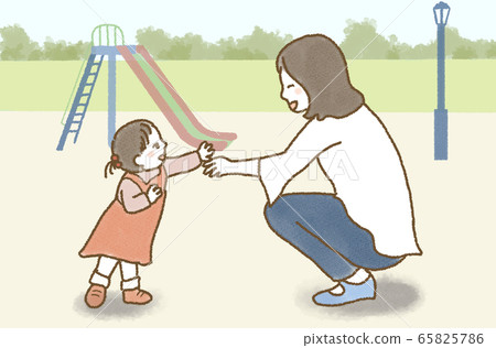 Mother and child playing in the park 65825786