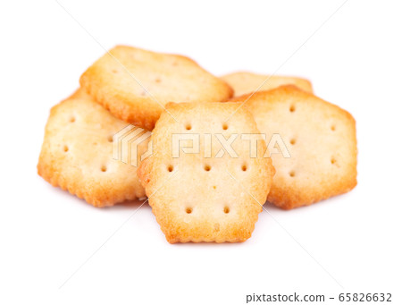 Stack round cracker isolated on white background. Stack round cracker isolated on white background. 65826632