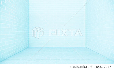Blue White Brick Floor And Brick Wall Background Stock Illustration