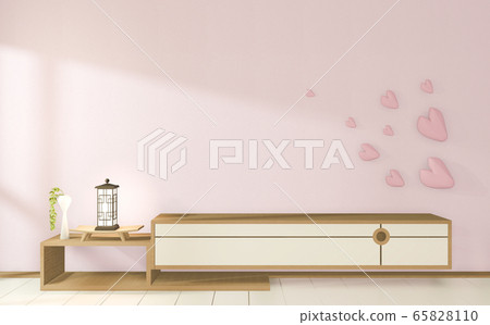 Tv cabinet in tropical empty room Japanese - zen 65828110