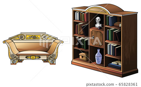 Bookcase and sofa of XIX century Bookcase and sofa of XIX century 65828361