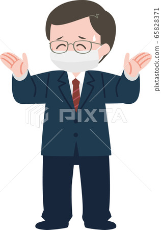 中年上班族驚奇的手面具 中年上班族驚奇的手面具 65828371