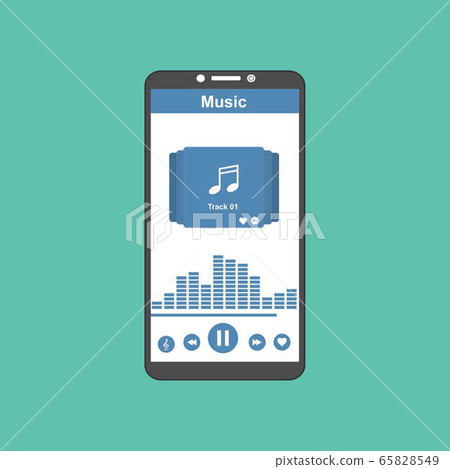Music player app interface vector color template Music player app interface vector color template 65828549