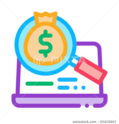 detection of money in computer icon vector outline illustration 65828941