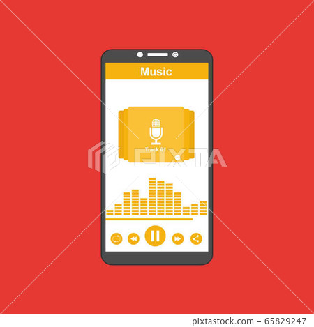 Music player app interface vector color template 65829247