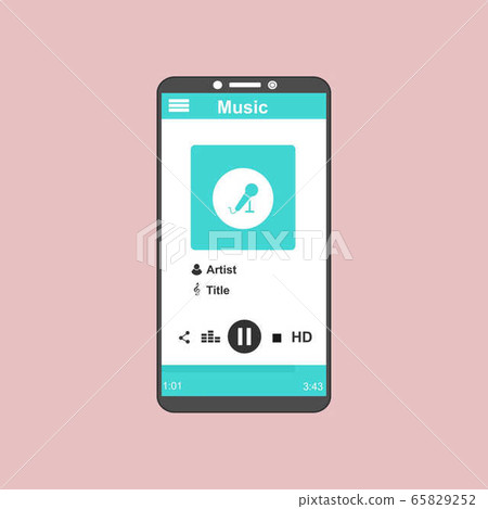 Music Player UI app design, vector illustration 65829252