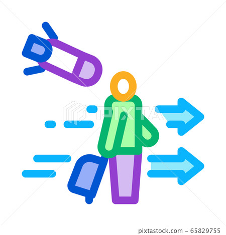 migratory man tourist icon vector outline illustration 65829755