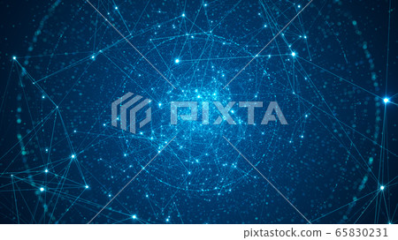 Abstract connected dots and lines on black 65830231