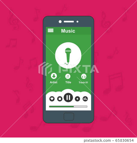 Mobile music application with smartphone icon Mobile music application with smartphone icon 65830654