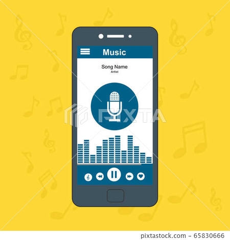 illustration of music player app on a smartphone illustration of music player app on a smartphone 65830666