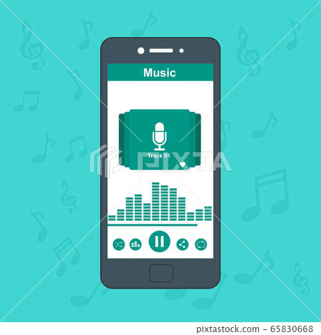 Mobile music player app design layout. Podcast 65830668