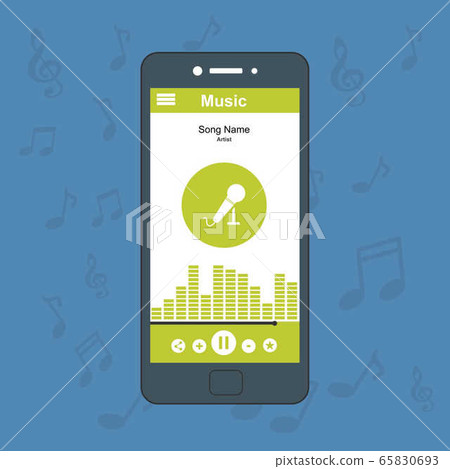 illustration of music player app on a smartphone illustration of music player app on a smartphone 65830693