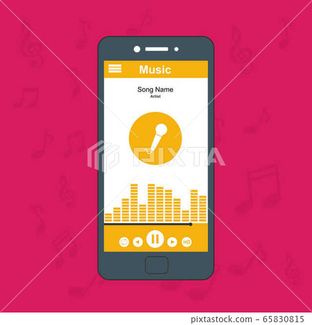 illustration of music player app on a smartphone - Stock Illustration ...