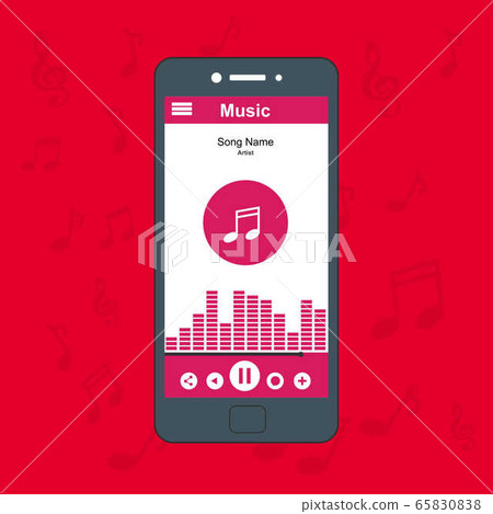 illustration of music player app on a smartphone - Stock Illustration ...