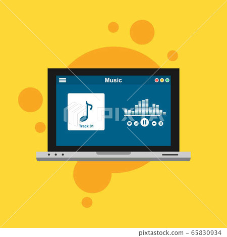 music player flat design concept vector color - Stock Illustration ...
