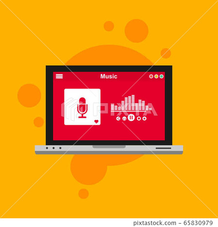 music player flat design concept vector color - Stock Illustration ...