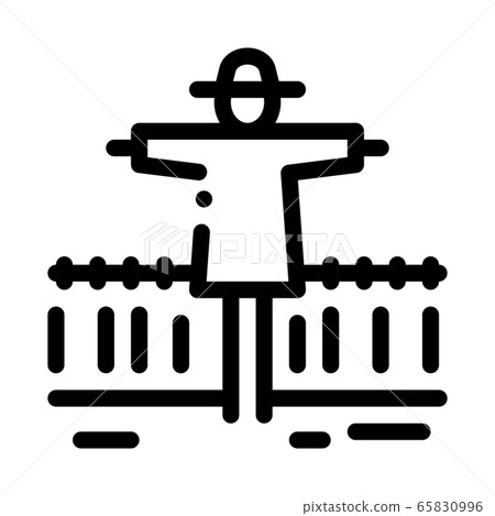 wheat field scarecrow icon vector outline illustration 65830996