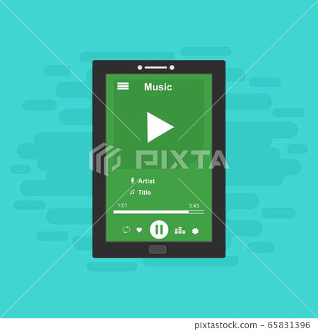 Music player app interface vector color template. Music player app interface vector color template. 65831396