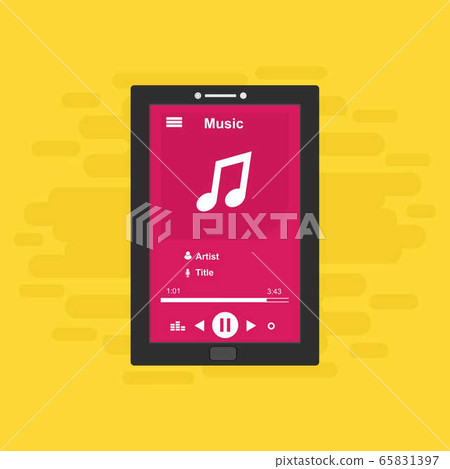 Music player app interface vector color template. Music player app interface vector color template. 65831397