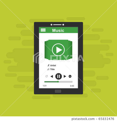 Music Player on Smartphone Background. Vector Pop - Stock Illustration ...