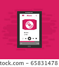 Music Player on Smartphone Background. Vector Pop 65831478