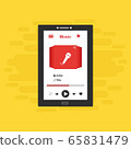 Music Player on Smartphone Background. Vector Pop 65831479
