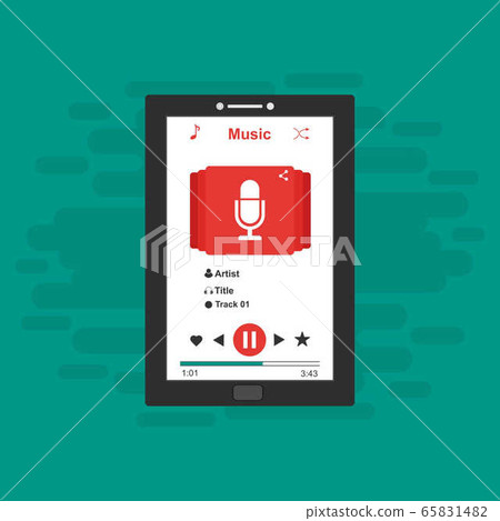 Music Player on Smartphone Background. Vector Pop - Stock Illustration ...