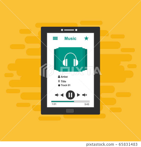 Music Player on Smartphone Background. Vector Pop - Stock Illustration ...