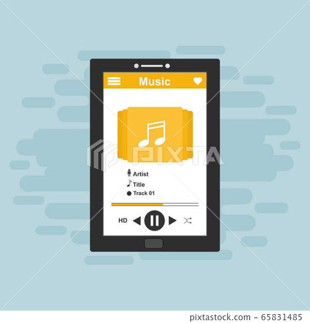 Music Player on Smartphone Background. Vector Pop 65831485