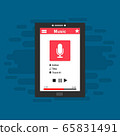 Music Player on Smartphone Background. Vector Pop 65831491