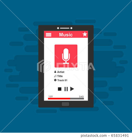 Music Player on Smartphone Background. Vector Pop - Stock Illustration ...