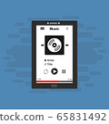 Music Player on Smartphone Background. Vector Pop 65831492