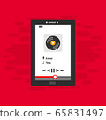 Music Player on Smartphone Background. Vector Pop 65831497