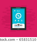Music player app interface vector color template. 65831510