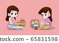 thai lady and wedding thai cartoon 65831598