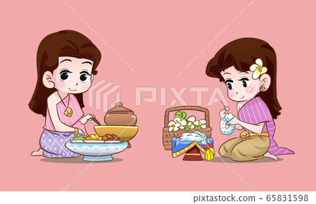 thai lady and wedding thai cartoon 65831598