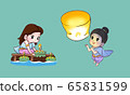 thai girl and festival thai cartoon 65831599