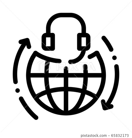 global help desk hotline icon vector outline illustration 65832173