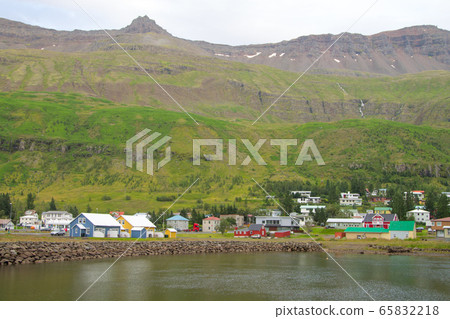 Seydisfjordur decorated house close up, Iceland 65832218